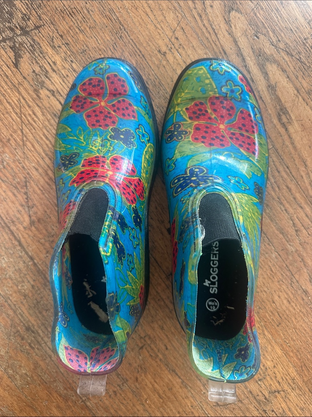 Sloggers Teal Floral Waterproof Slip-On Garden Boots